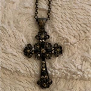 Dark bronze cross necklace
